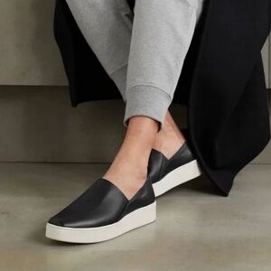 Vince‎ Saxon Black Leather Platform Sneakers Size 7.5 37.5 EUC